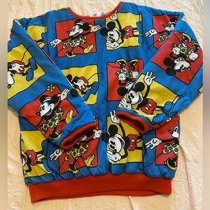 1980S REVERSIBLE PUFFY MICKEY MOUSE SWEATSHIRT COLOR BLOCK PRIMARY COLORS
